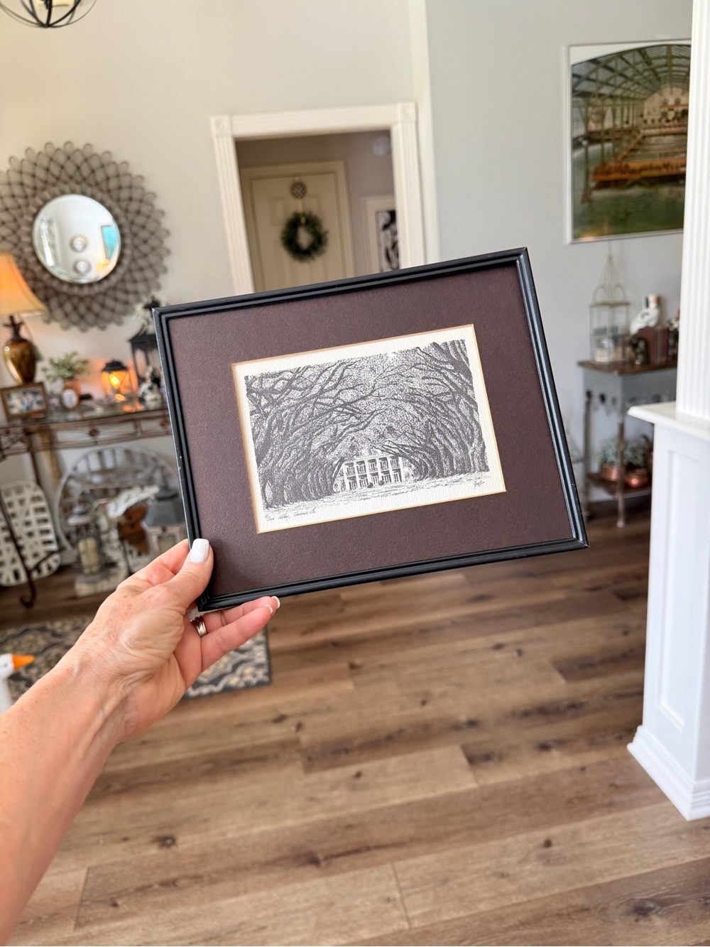 Vintage Oak Alley Plantation Giclée Print – Signed, Matted, Framed 8×10 - Picture 10 of 17